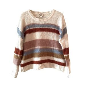 Hippie Rose Color Block Crewneck Sweater size L